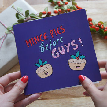 Feminist Christmas Card Mince Pies Before Guys, 4 of 5