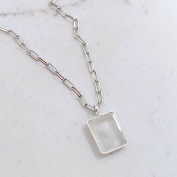 The Faceted Rectangle Blue Topaz Necklace, Silver, 4 of 8