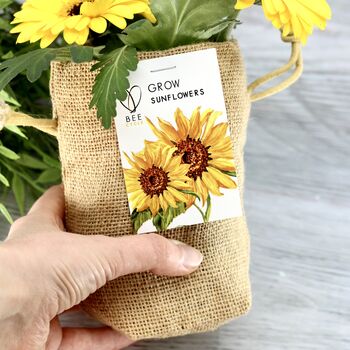 Happy Sunflower Jute Bag Grow Set, 4 of 6