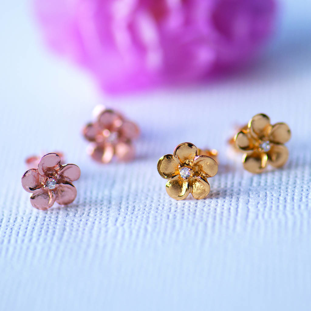 Plumeria Gold And Rose Gold Flower Stud Earrings By Grace & Valour ...