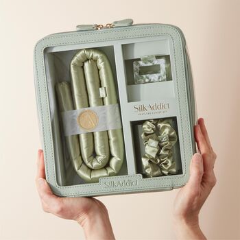 Silk Addict 100% Mulberry Silk Heatless Curler Set Olive Green, 4 of 7