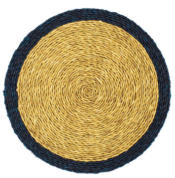 Coloured Trim Natural Round Grass Placemat, 5 of 9