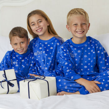 Children's Personalised Christmas Snowflake Pyjamas, 8 of 10