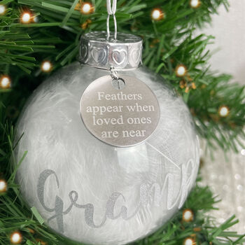 Personalised Feathers Appear Glass Memorial Bauble, 2 of 5