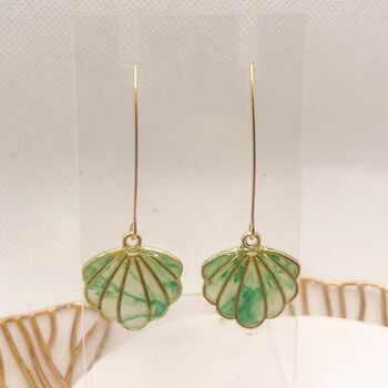 Green Sea Shell Threader Earrings, 6 of 9