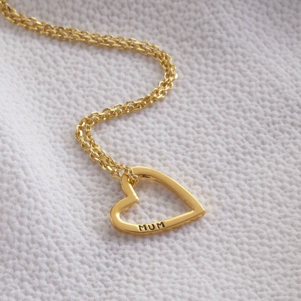 Personalised Gold Sterling Heart Outline Necklace By Lisa Angel