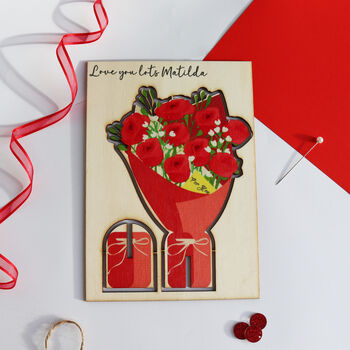Pop Out Wooden Keepsake Roses Card, 4 of 9