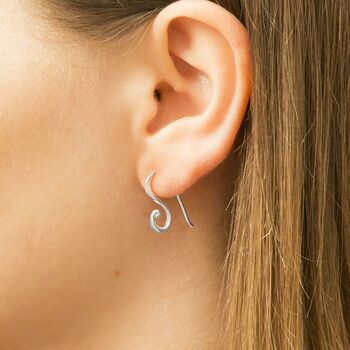 Sterling Silver Simple Curls Drop Earrings, 2 of 4