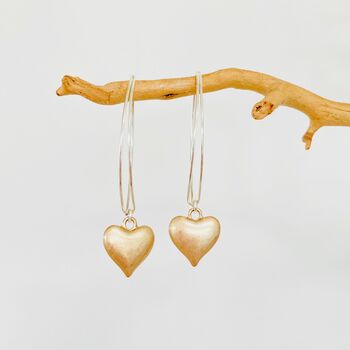 Large Hoop Gold Plated Heart Earrings, 2 of 6