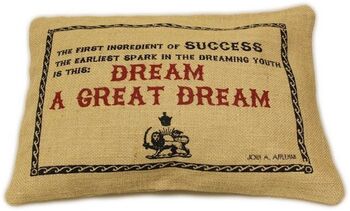 Small Jute 'Dream A Great Dream' Quote Cushion, 2 of 3