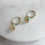 Lotus Flower Turquoise Huggie Hoops Gold Vermeil, thumbnail 1 of 6