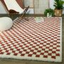 Chequered Burnt Orange/Cream Rug, thumbnail 1 of 5