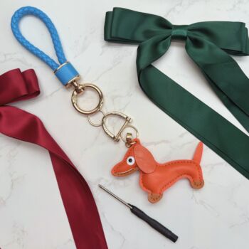 Dachshund Keyring With Braided Strap – Cute Sausage Dog Lover Stocking Filler Two Colour Options, 6 of 9
