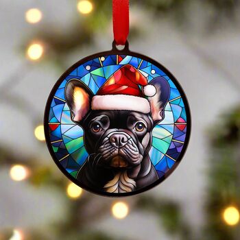 French Bulldog In Santa Hat Suncatcher Decoration, 6 of 6