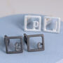Personalised Initial Cufflinks. Oxidised Sterling Silver Black Monogram, thumbnail 8 of 10