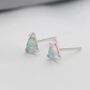 Tiny Opal Pear Stud Earrings In Sterling Silver, thumbnail 4 of 11