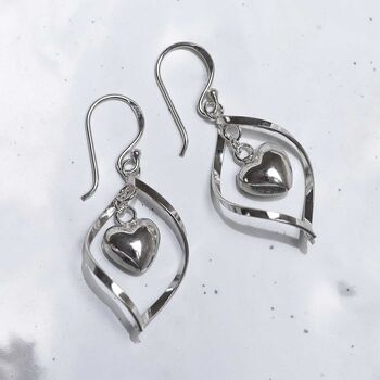 Sterling Silver Twisted Heart Earrings, 4 of 5