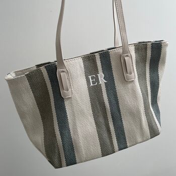 Personalised Stripe Tote Shoulder Beach Bag, 4 of 5