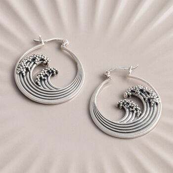 Sterling Silver Great Wave Hoops, 3 of 5