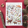 Woodland Wildlife Of Britain Watercolour Postcard, thumbnail 1 of 12