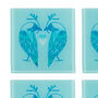 Lovebirds Coaster Set Blue And White, thumbnail 4 of 10