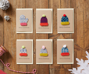 Handmade Knitted Bobble Hat Christmas Card, 3 of 3
