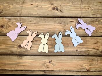 Wooden Pastel Coloured Easter Bunny Bunting, 2 of 3
