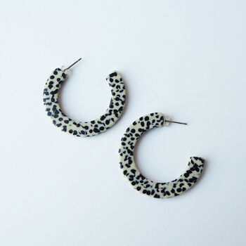 Marble Terrazzo Midi Acetate Hoop Earrings, 2 of 6