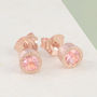 Pink Tourmaline Rose Gold Plated Stud Earrings, thumbnail 1 of 5