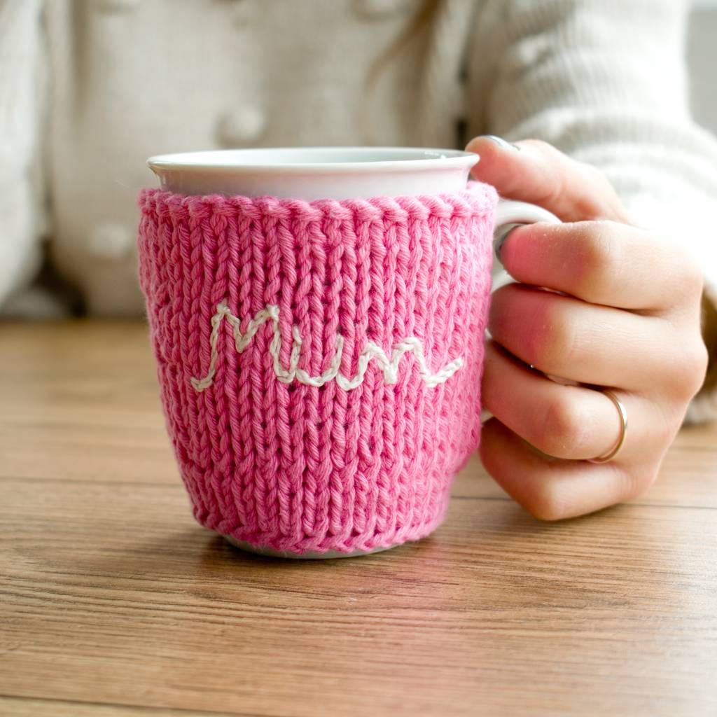 Hand Embroidered 'Mum' Mug Cosy By Chi Chi Moi