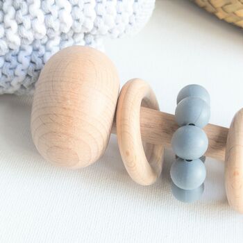 Personalised Wooden Baby Rattle Montessori Inspired, 2 of 5