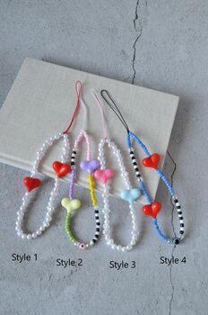 Personalised Chunky Heart Beaded Phone Strap, 3 of 3