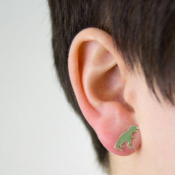Sterling Silver Dinosaur Earrings, 2 of 10