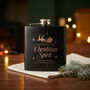 Personalised Christmas Spirit Engraved Black Metal Hip Flask 6oz, thumbnail 1 of 5