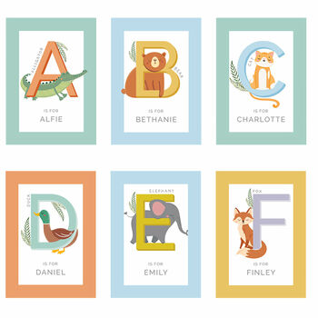 Personalised Alphabet Animal Nursery Print And Frame, 2 of 6