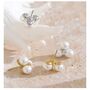 Monaco D’or Gold Pearlrow Centi Flower Stud Earrings, thumbnail 2 of 2