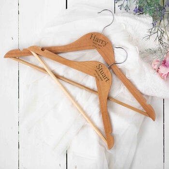 Personalised White/Wooden Groomsmen Wedding Day Hanger, 3 of 6