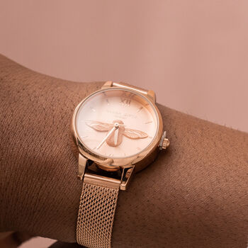 Personalised Rose Gold Plated Bee Watch, 4 of 10