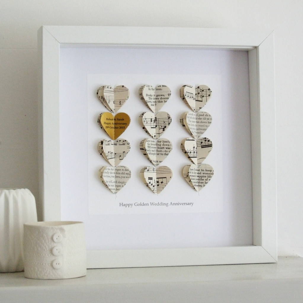 Personalised Golden Wedding Anniversary Heart Gift By Made In Words