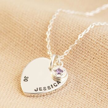 Personalised 30th Birthday Heart Birthstone Necklace, 6 of 12