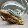 Molten Glass Wine Decanter With Stopper Teak Root Base, thumbnail 3 of 12
