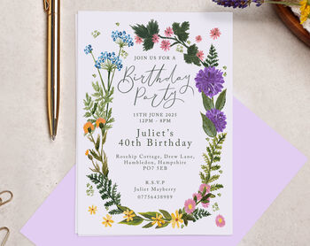 Personalised A6 Floral Birthday Party Invitation, 3 of 3