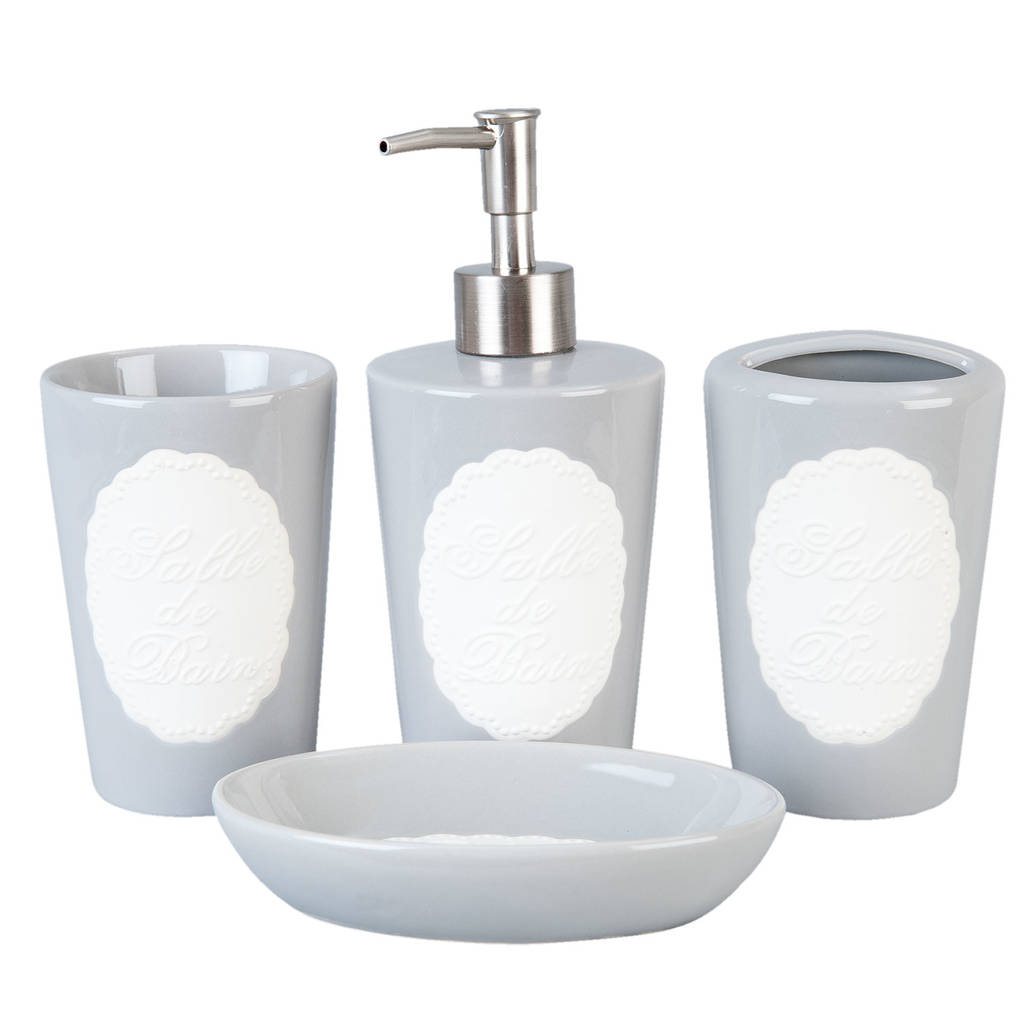 French Grey Four Piece Bathroom Accessories Set By Dibor ...