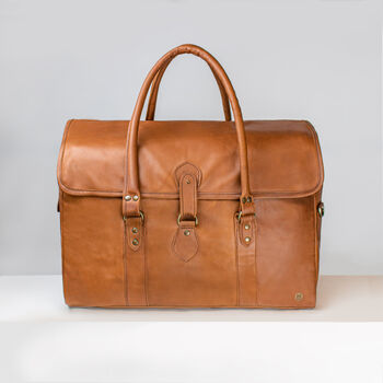 Personalised Leather Drake Strapped Weekender, 2 of 11