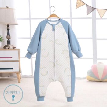 Blue Rainbow Quilted Zip Up Sleeping Suit, 3 of 3