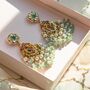 Arohi Gold Plated Green Kundan Earrings, thumbnail 2 of 4