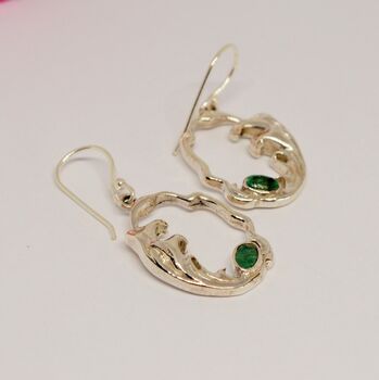 Emerald Sterling Silver Earrings, 7 of 8