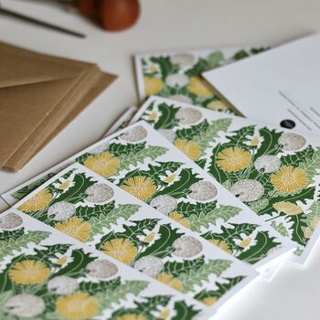 Dandelion Linocut Flower Notecards Set Of Eight, 3 of 7