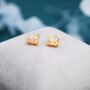 Pink Opal Oval Stud Earrings In Sterling Silver, thumbnail 5 of 12