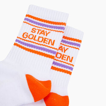 Stay Golden Organic Cotton Sports Socks In White, 2 of 4